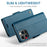 For iPhone 16 Pro Leather Case CASEME 023 RFID Blocking 3 Card Slot Mobile Cover - Blue - 7