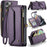 For iPhone 16 Pro Leather Case CASEME C36 Zipper Multiple Card Slots Phone Cover with Straps - Purple - 1