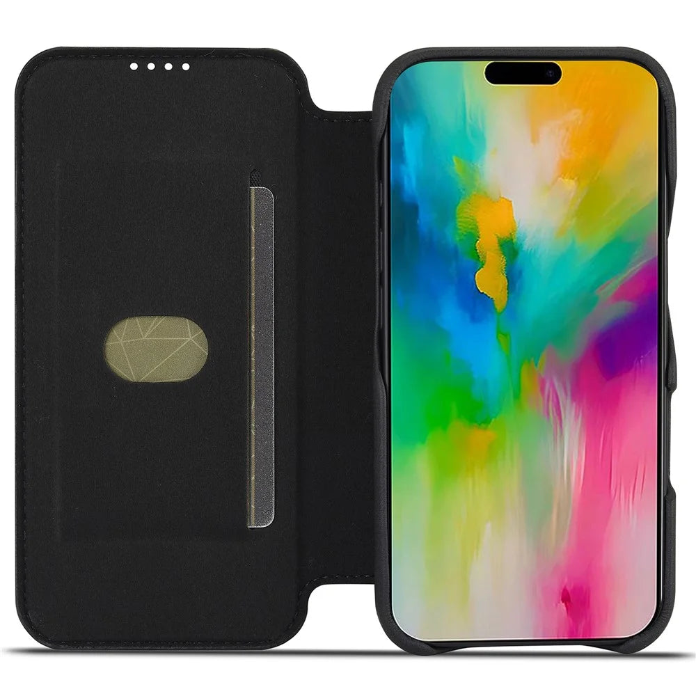 LC.IMEEKE For iPhone 16 Plus Case Card Holder Stand Leather Phone Cover - Black - 2
