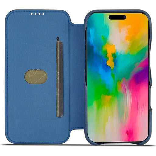 LC.IMEEKE For iPhone 16 Case Card Holder Stand Leather Phone Cover - Blue - 2