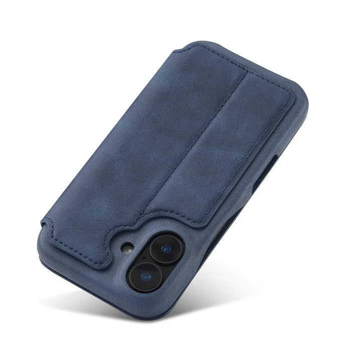 LC.IMEEKE For iPhone 16 Case Card Holder Stand Leather Phone Cover - Blue - 4