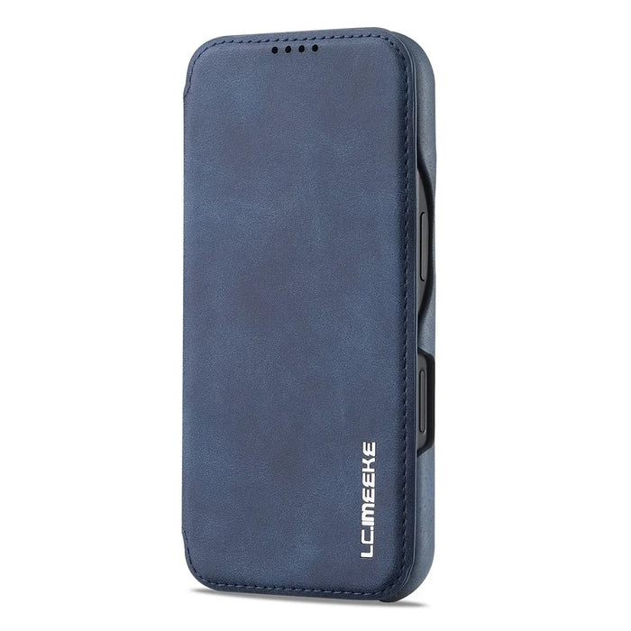 LC.IMEEKE For iPhone 16 Case Card Holder Stand Leather Phone Cover - Blue - 6
