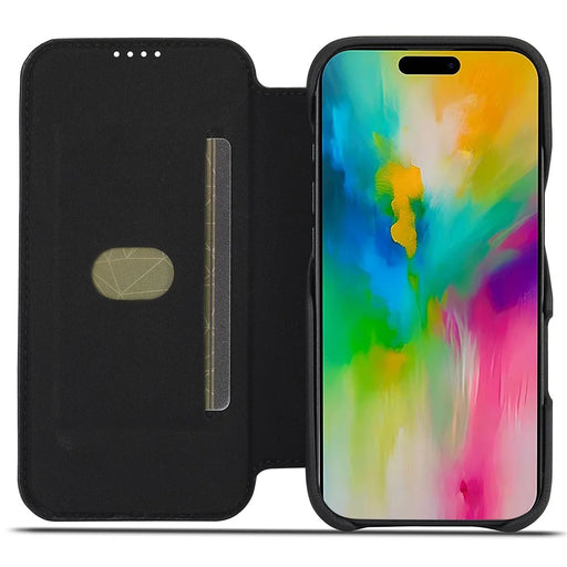 LC.IMEEKE For iPhone 16 Pro Case Card Holder Stand Leather Phone Cover - Black - 2