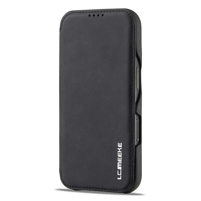 LC.IMEEKE For iPhone 16 Pro Case Card Holder Stand Leather Phone Cover - Black - 6