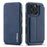 LC.IMEEKE For iPhone 16 Pro Max Case Card Holder Stand Leather Phone Cover - Blue - 1
