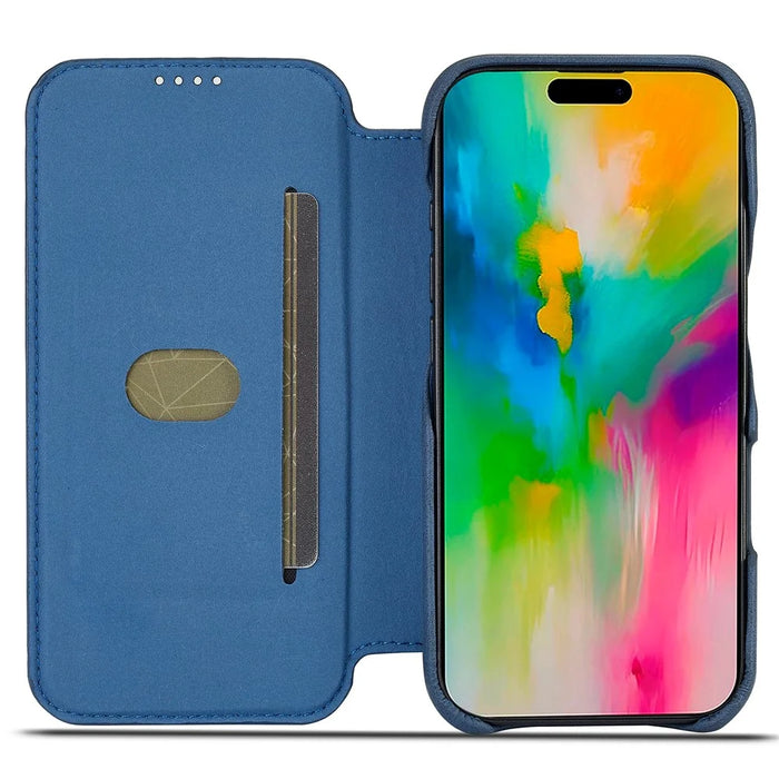 LC.IMEEKE For iPhone 16 Pro Max Case Card Holder Stand Leather Phone Cover - Blue - 2