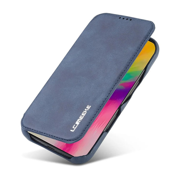 LC.IMEEKE For iPhone 16 Pro Max Case Card Holder Stand Leather Phone Cover - Blue - 4