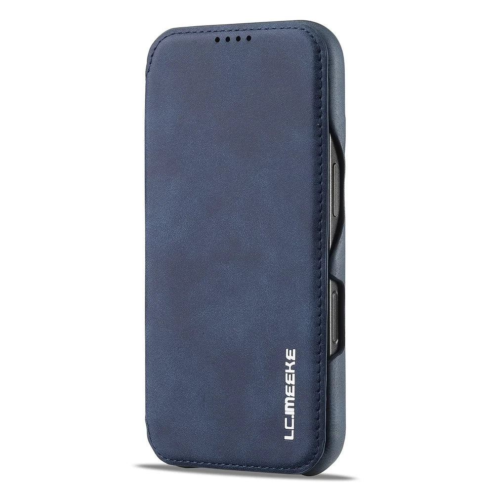 LC.IMEEKE For iPhone 16 Pro Max Case Card Holder Stand Leather Phone Cover - Blue - 6