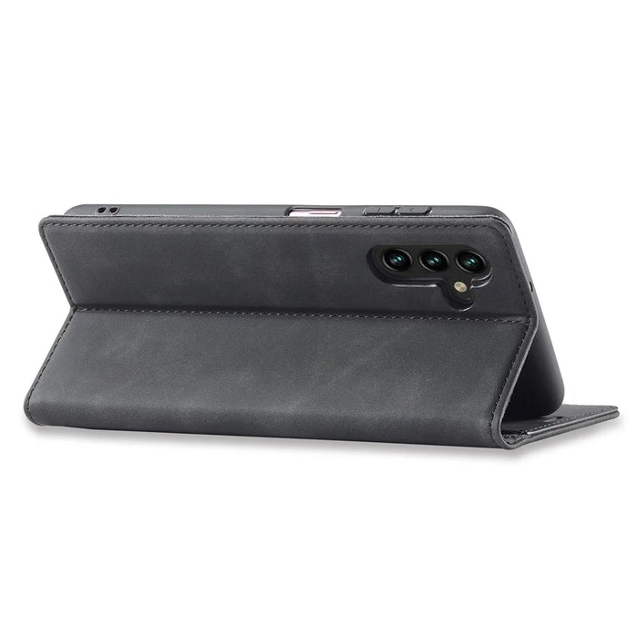 LC.IMEEKE For Samsung Galaxy S24 FE Case Wallet Microfiber Leather Phone Cover - Black - 4