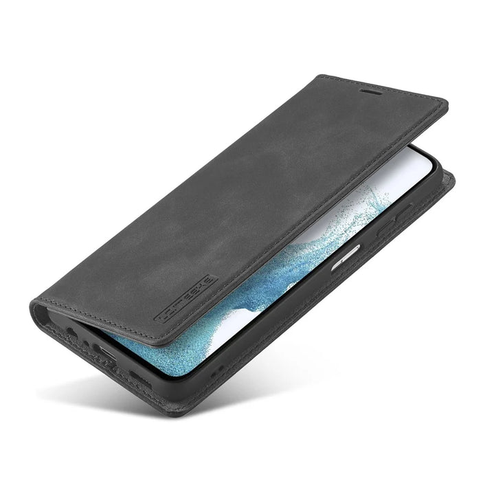 LC.IMEEKE For Samsung Galaxy S24 FE Case Wallet Microfiber Leather Phone Cover - Black - 5