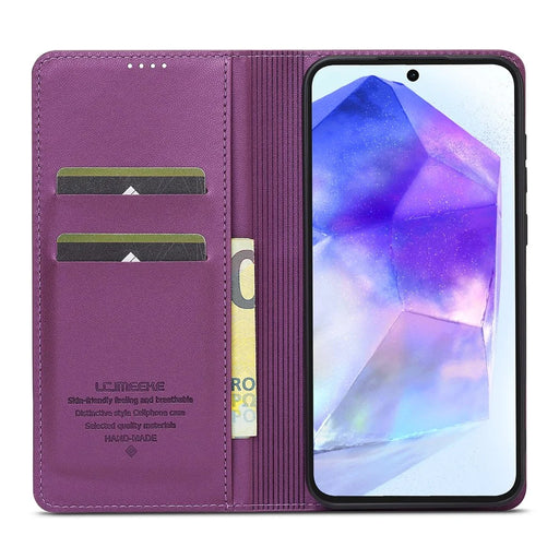 LC.IMEEKE L1 Series for Samsung Galaxy S24 FE Case PU Leather Wallet Stand Protective Phone Cover - Purple - 2