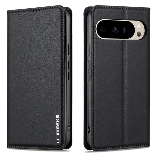 LC.IMEEKE L1 Series for Google Pixel 9 Pro XL Case PU Leather Wallet Stand Protective Phone Cover - Black - 1