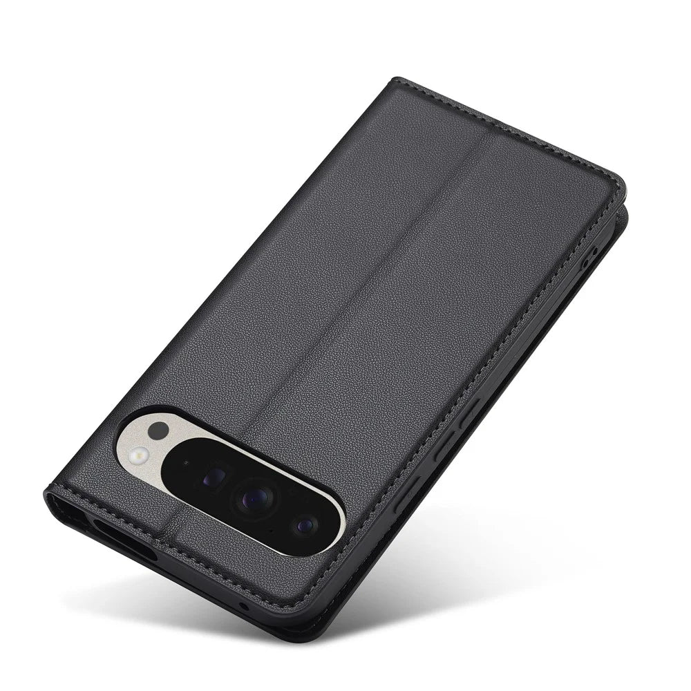 LC.IMEEKE L1 Series for Google Pixel 9 Pro  /  Pixel 9 Case PU Leather Wallet Stand Protective Phone Cover - Black - 4