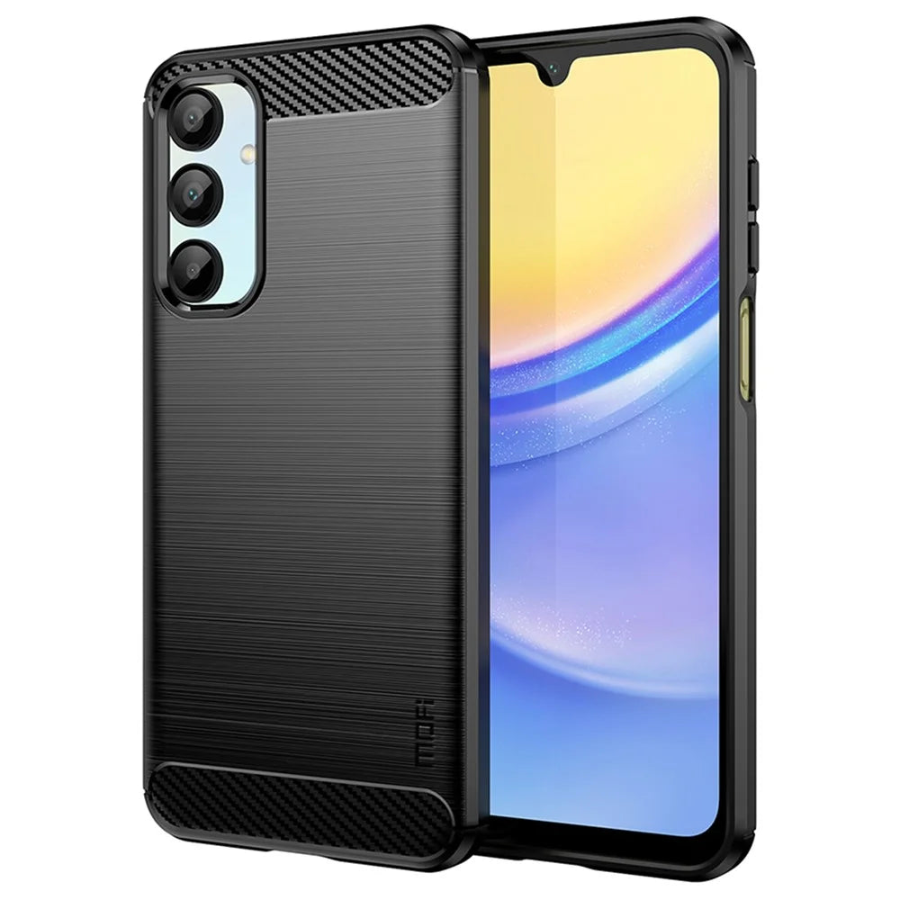 MOFI JK TPU Series-1 For Samsung Galaxy A16 5G / A16 4G Case Carbon Fiber Texture TPU Soft Phone Cover - Black - 1