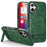For iPhone 16 Case Compatible with MagSafe with Folded Kickstand PC Silicone Leather Phone Back Cover  - Blackish Green - 1