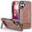 For iPhone 16 Plus Case Compatible with MagSafe with Folded Kickstand PC Silicone Leather Phone Back Cover  - Rose Gold - 1