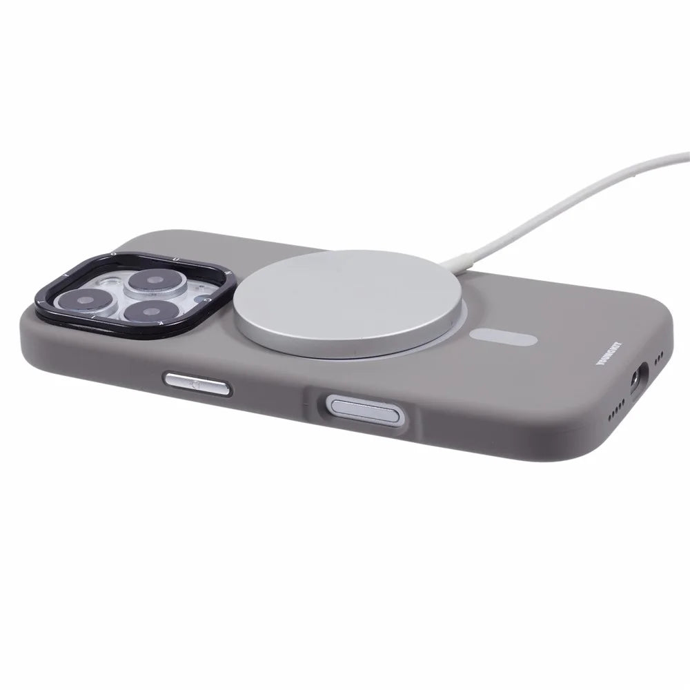 YOUNGKIT For iPhone 16 Pro Max Case Compatible with MagSafe Lens Kickstand Silicone Phone Cover - Grey - 5