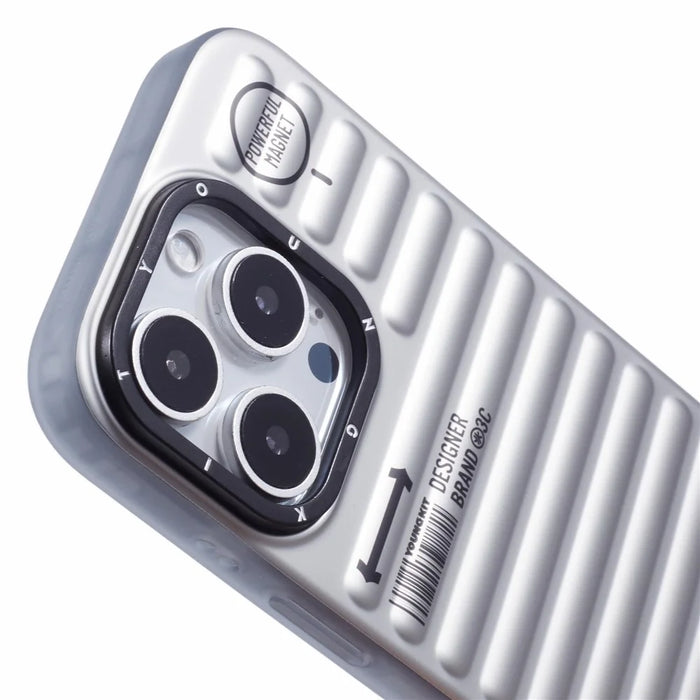 YOUNGKIT For iPhone 16 Pro Max Case Compatible with MagSafe Suitcase Texture IMD TPU Phone Cover - Silver - 7