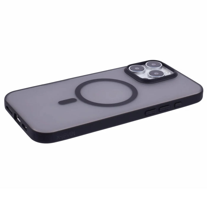 X-LEVEL For iPhone 16 Pro Max Magnetic Case PC+TPU Matte Anti-Drop Cell Phone Cover - Black - 5