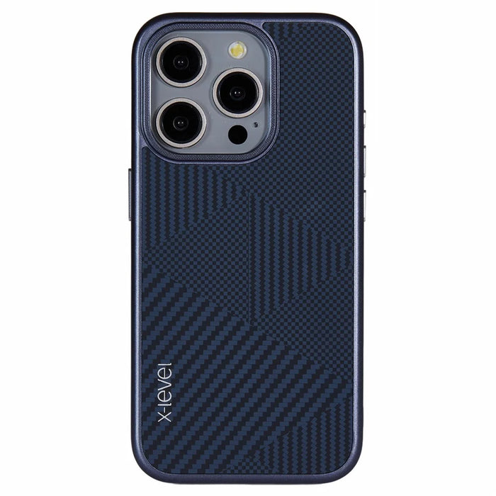 X-LEVEL For iPhone 16 Pro Max Magnetic Case Rhombus Splicing Texture Hard PC Phone Cover - Blue - 1