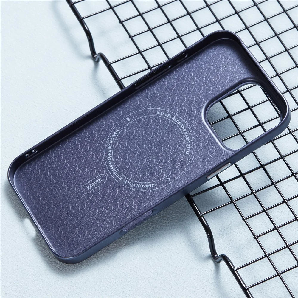 X-LEVEL For iPhone 16 Pro Max Magnetic Case Rhombus Splicing Texture Hard PC Phone Cover - Blue - 4
