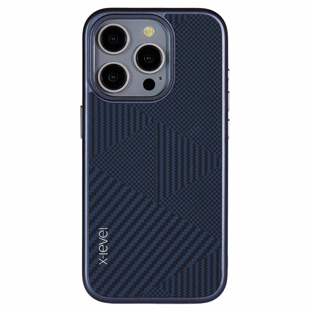 X-LEVEL For iPhone 16 Pro Magnetic Case Rhombus Splicing Texture Hard PC Phone Cover - Blue - 1