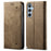 For Samsung Galaxy A16 5G / A16 4G Case Jeans Cloth Texture Anti-Scratch Leather Stand Phone Cover - Khaki - 1