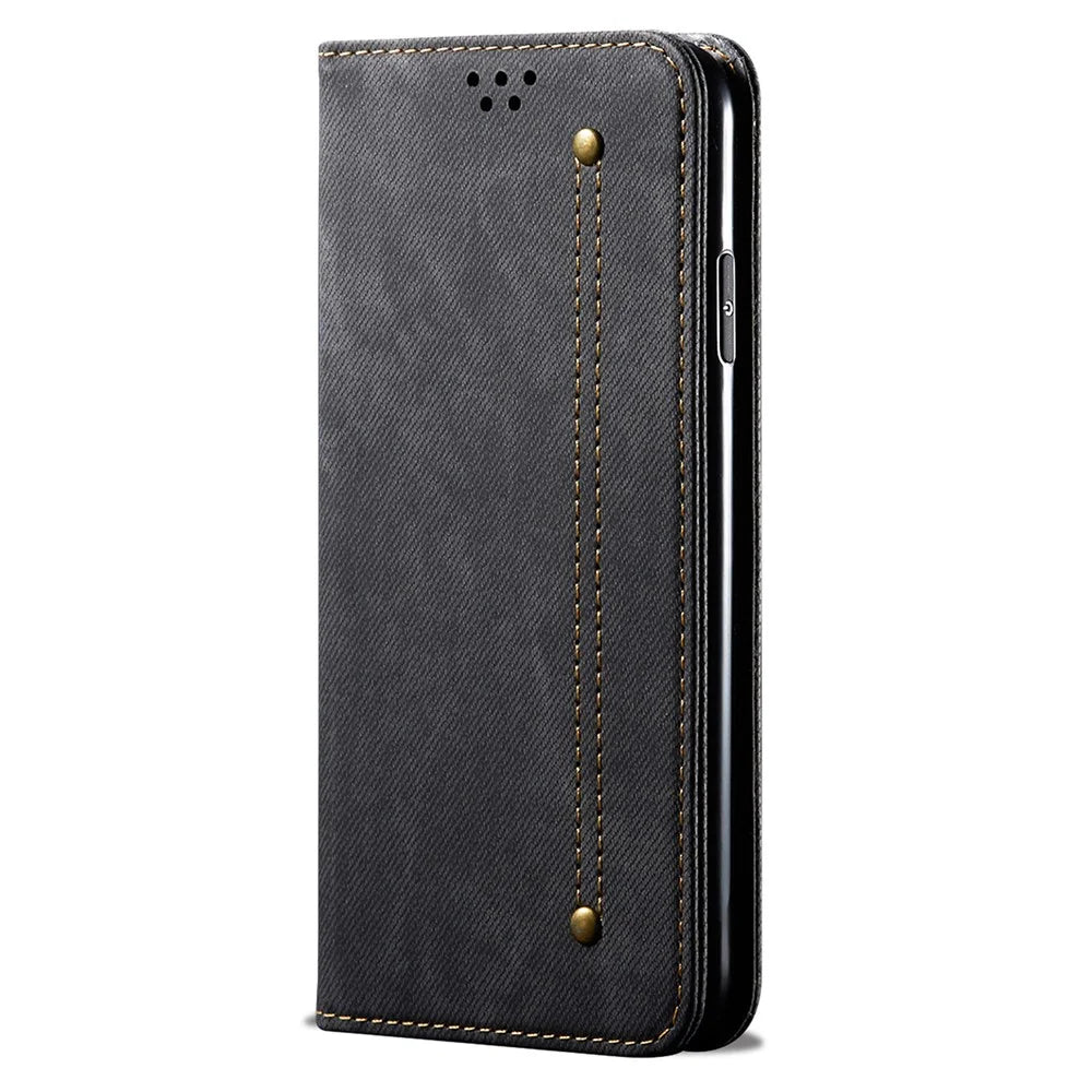For OnePlus Nord 4 Case Jeans Cloth Texture Anti-Scratch Leather Stand Phone Cover - Black - 5