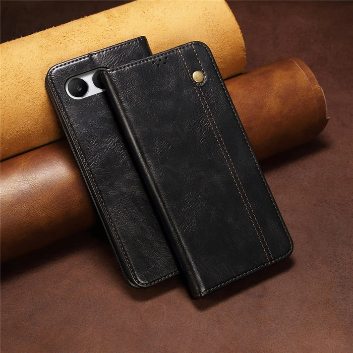 For OnePlus Nord 4 Case Crazy Horse Texture Waxy Leather Wallet Stand Cover - Black - 7