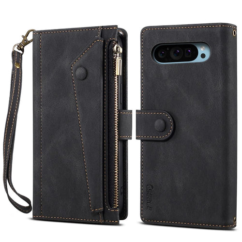 ESEBLE Star Series For Google Pixel 9 / Pixel 9 Pro Case Zipper Wallet Leather Stand Phone Cover - Black - 1