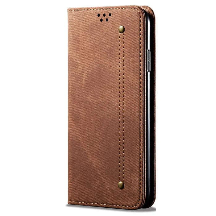For Google Pixel 9 / Pixel 9 Pro Case Jeans Cloth Texture Anti-Scratch Leather Stand Phone Cover - Coffee - 5