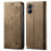 For Samsung Galaxy A06 4G Case Jeans Cloth Texture Anti-Scratch Leather Stand Phone Cover - Khaki - 1