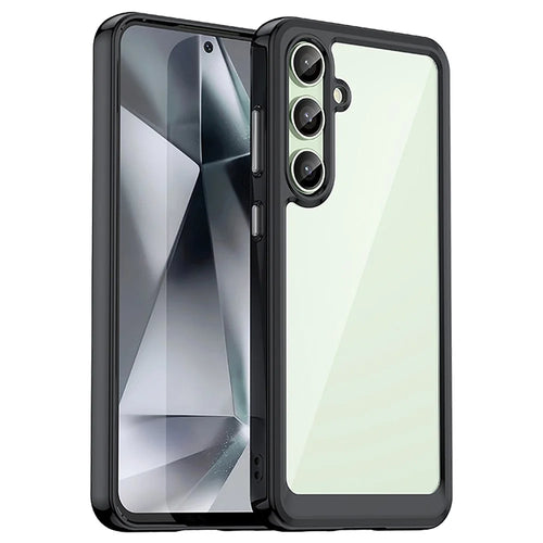 For Samsung Galaxy S24 FE Shockproof Case TPU +Acrylic Protective Clear Phone Cover - Black - 1