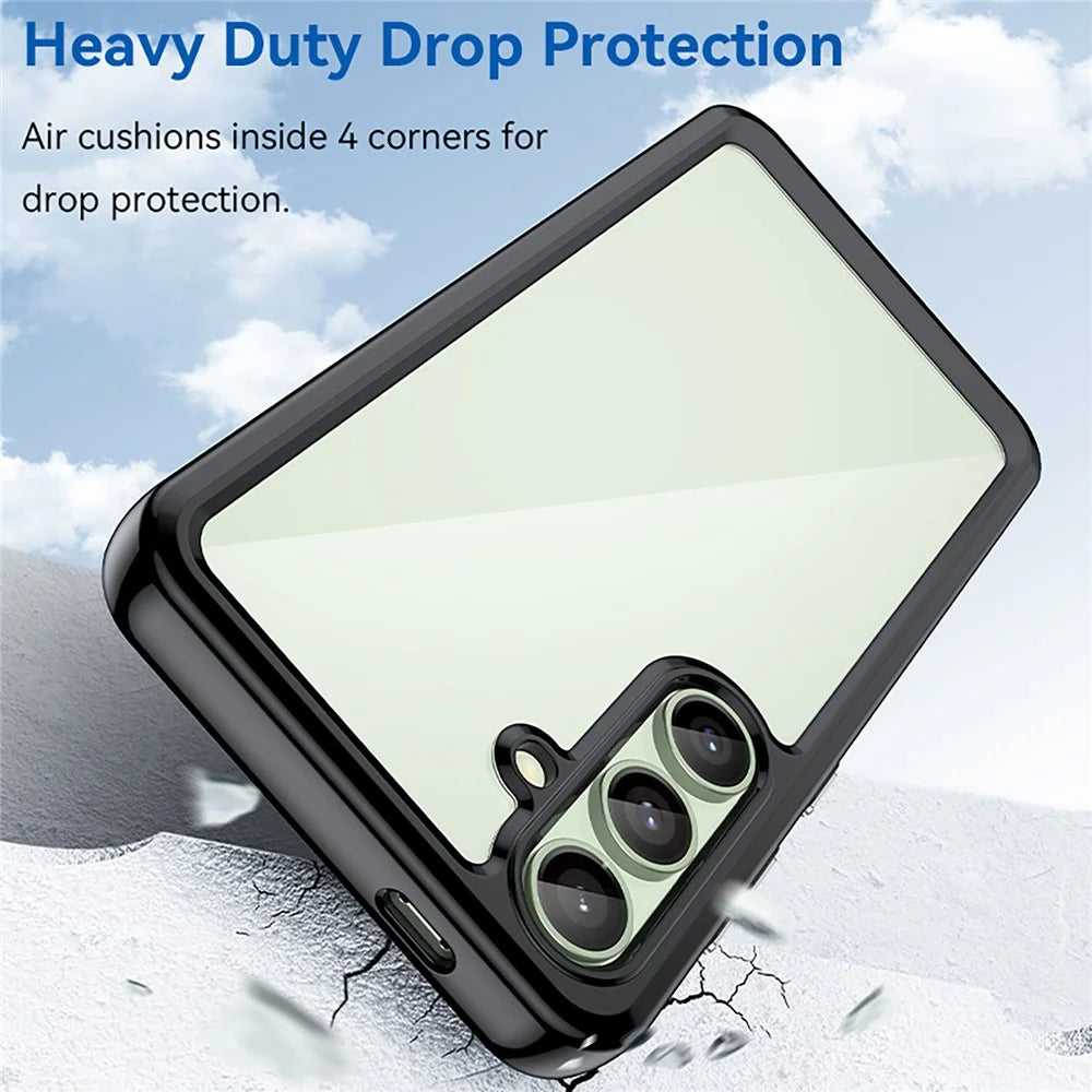 For Samsung Galaxy S24 FE Shockproof Case TPU +Acrylic Protective Clear Phone Cover - Black - 3