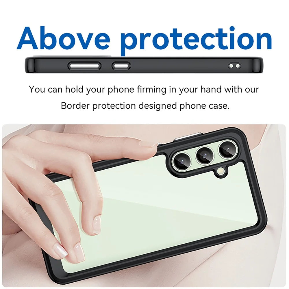 For Samsung Galaxy S24 FE Shockproof Case TPU +Acrylic Protective Clear Phone Cover - Black - 4