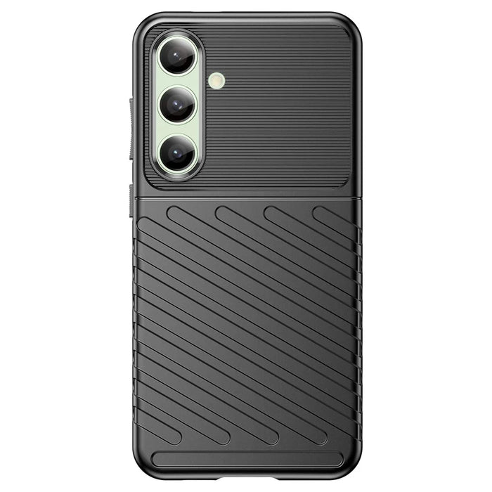 For Samsung Galaxy S24 FE Case Twill Texture TPU Shockproof Protective Phone Cover - Black - 2