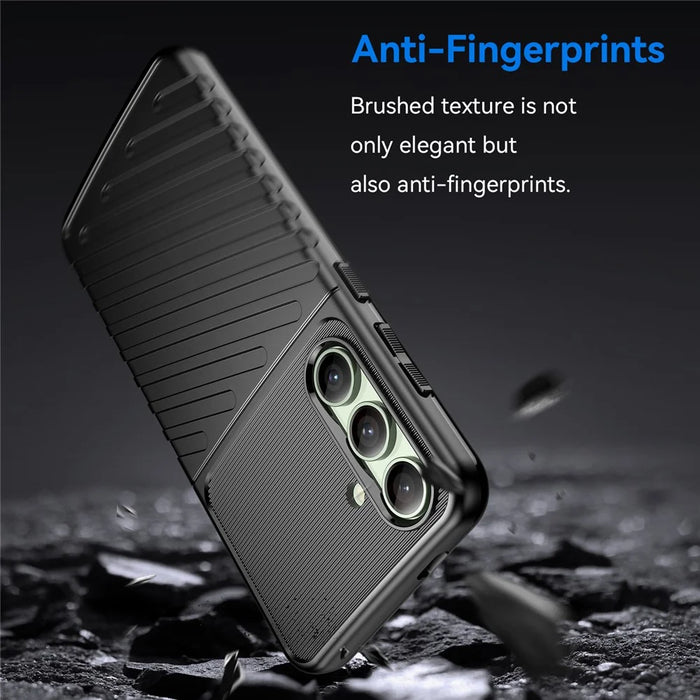 For Samsung Galaxy S24 FE Case Twill Texture TPU Shockproof Protective Phone Cover - Black - 3