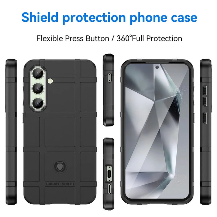 For Samsung Galaxy S24 FE Case Grid Design Soft TPU Scratch-Proof Phone Cover - Black - 3