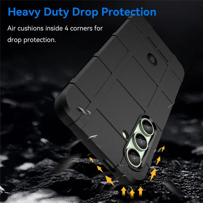 For Samsung Galaxy S24 FE Case Grid Design Soft TPU Scratch-Proof Phone Cover - Black - 4