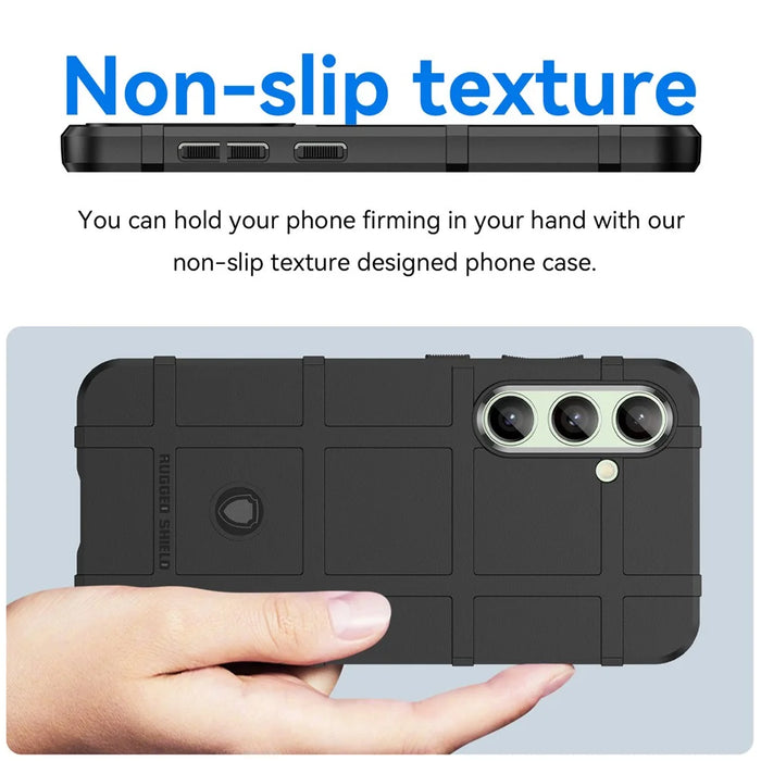 For Samsung Galaxy S24 FE Case Grid Design Soft TPU Scratch-Proof Phone Cover - Black - 5