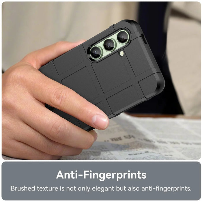 For Samsung Galaxy S24 FE Case Grid Design Soft TPU Scratch-Proof Phone Cover - Black - 6