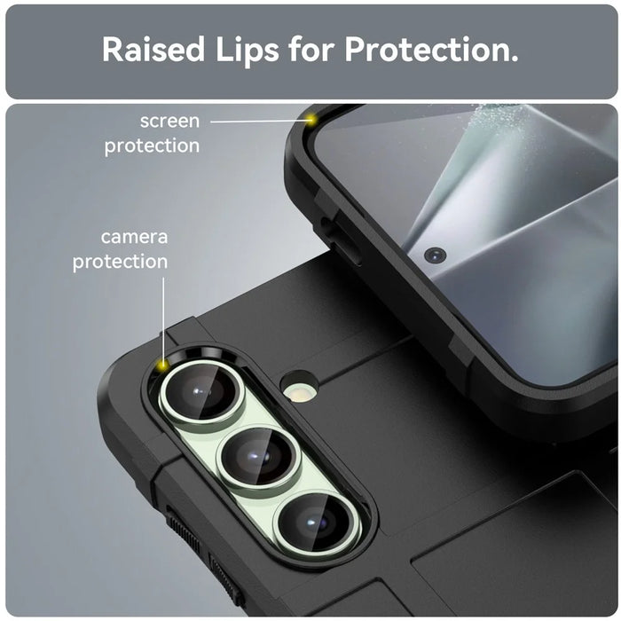 For Samsung Galaxy S24 FE Case Grid Design Soft TPU Scratch-Proof Phone Cover - Black - 7