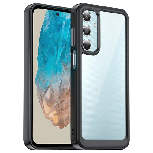 For Samsung Galaxy M35 5G Shockproof Case TPU +Acrylic Protective Clear Phone Cover - Black - 1