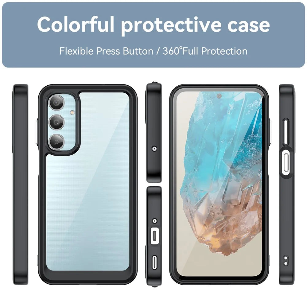For Samsung Galaxy M35 5G Shockproof Case TPU +Acrylic Protective Clear Phone Cover - Black - 2