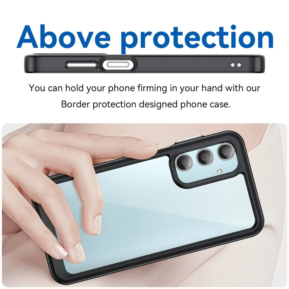 For Samsung Galaxy M35 5G Shockproof Case TPU +Acrylic Protective Clear Phone Cover - Black - 4