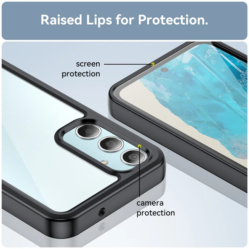 For Samsung Galaxy M35 5G Shockproof Case TPU +Acrylic Protective Clear Phone Cover - Black - 6