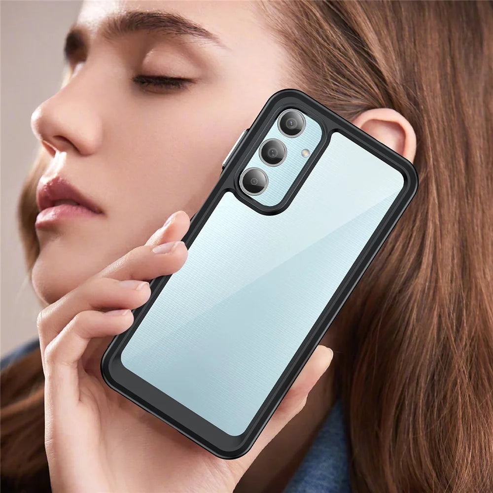 For Samsung Galaxy M35 5G Shockproof Case TPU +Acrylic Protective Clear Phone Cover - Black - 7