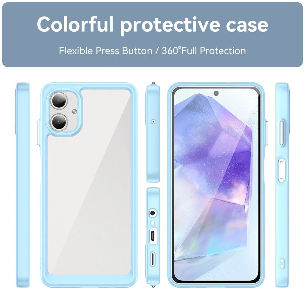 For Samsung Galaxy A06 4G Shockproof Case TPU +Acrylic Protective Clear Phone Cover - Blue - 2