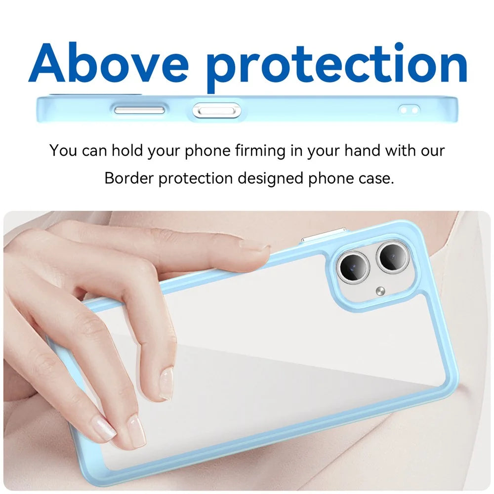 For Samsung Galaxy A06 4G Shockproof Case TPU +Acrylic Protective Clear Phone Cover - Blue - 4