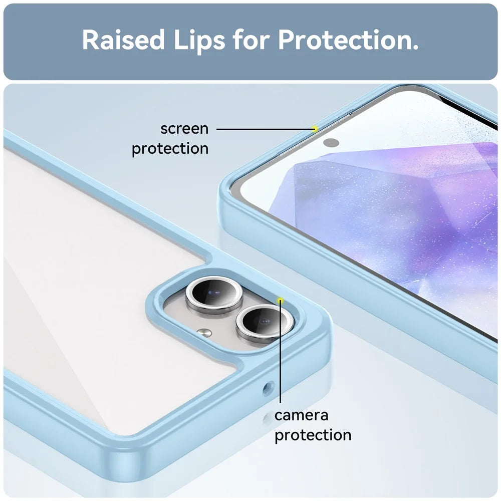 For Samsung Galaxy A06 4G Shockproof Case TPU +Acrylic Protective Clear Phone Cover - Blue - 6